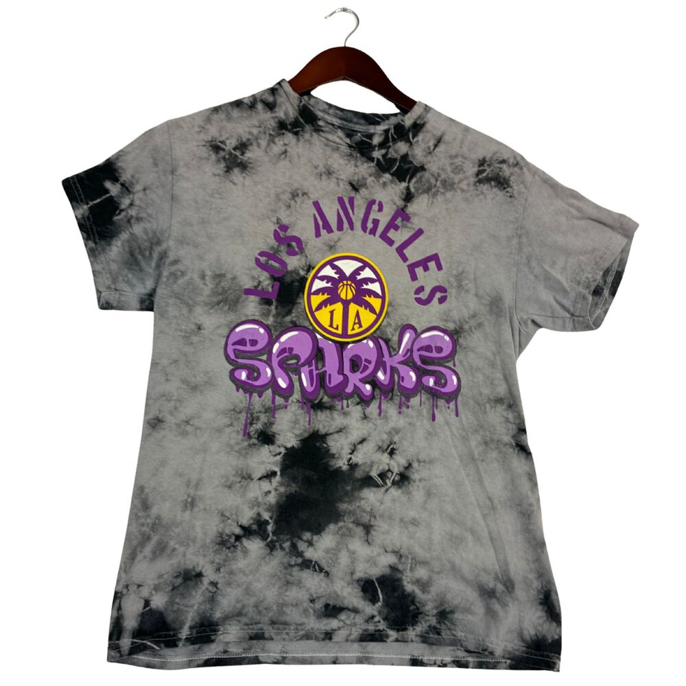 Los Angeles Sparks WNBA T-Shirt Womens S Gray Black Tie Dye Purple Basketball